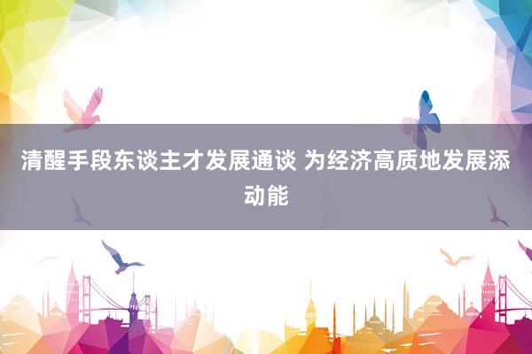 清醒手段东谈主才发展通谈 为经济高质地发展添动能