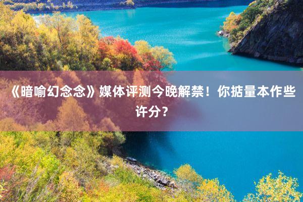 《暗喻幻念念》媒体评测今晚解禁！你掂量本作些许分？