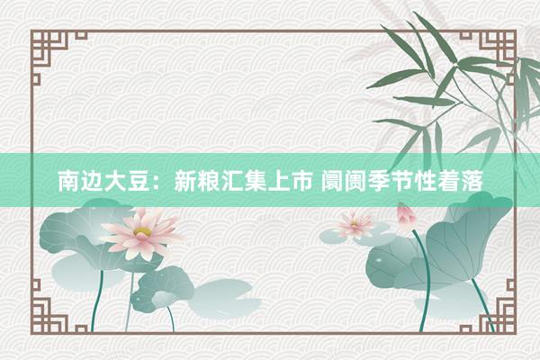南边大豆：新粮汇集上市 阛阓季节性着落