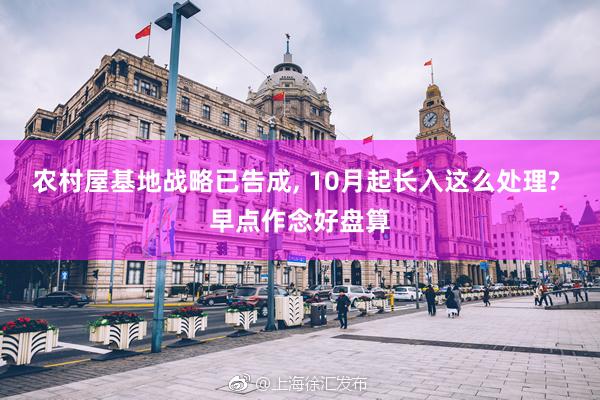 农村屋基地战略已告成, 10月起长入这么处理? 早点作念好盘算